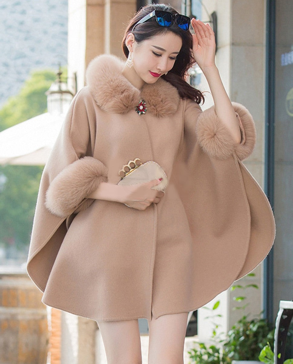 Núria | Poncho Mulher de Cashmere com Pelo