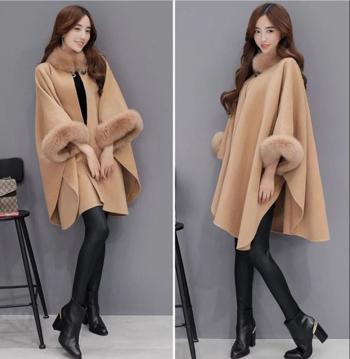 Núria | Poncho Mulher de Cashmere com Pelo