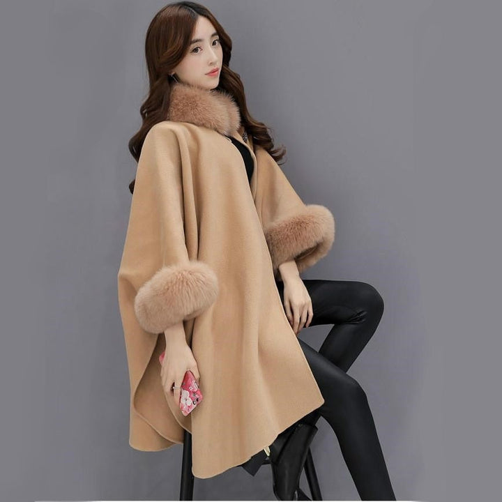 Núria | Poncho Mulher de Cashmere com Pelo