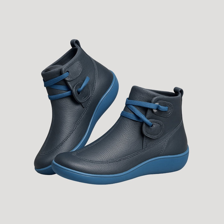 Patrícia | Botas de Pele Rasas Mulher Tornozelo com Tiras