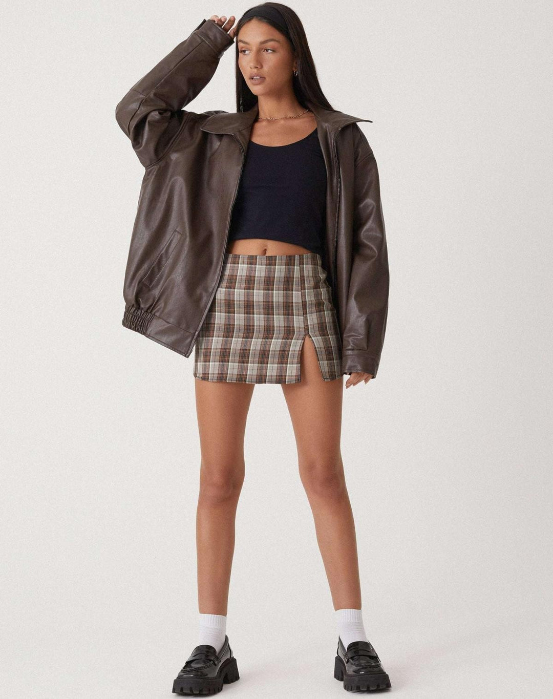 Patrícia | Casaco Couro Mulher Oversize Fecho Zip