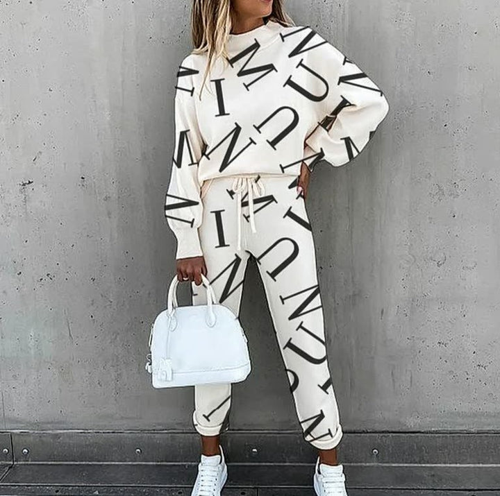 Patrícia | Conjunto de Malha Estampado Mulher Sweatshirt e Calças
