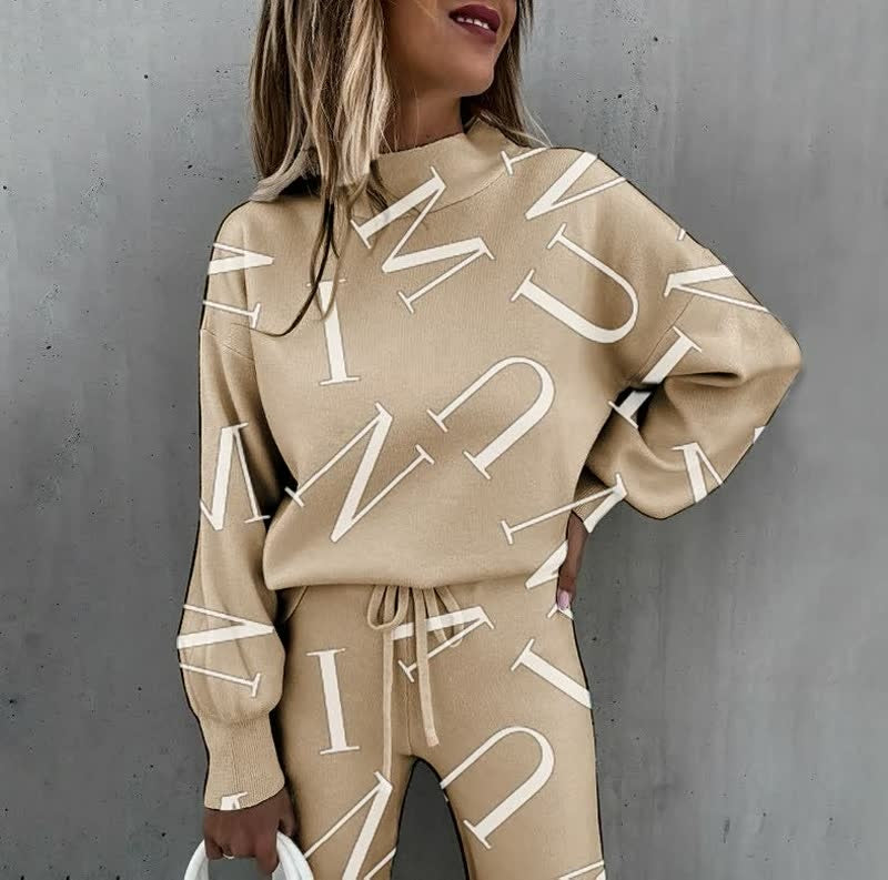 Patrícia | Conjunto de Malha Estampado Mulher Sweatshirt e Calças