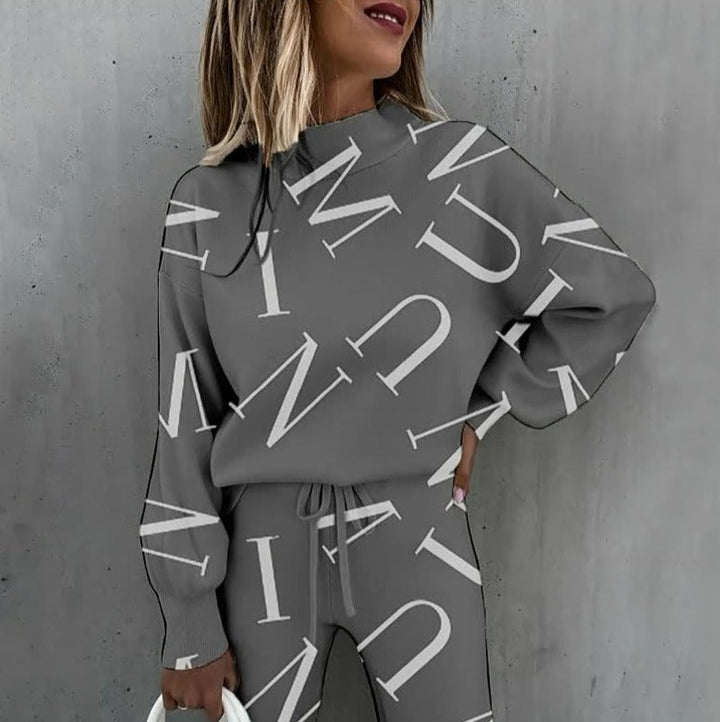 Patrícia | Conjunto de Malha Estampado Mulher Sweatshirt e Calças