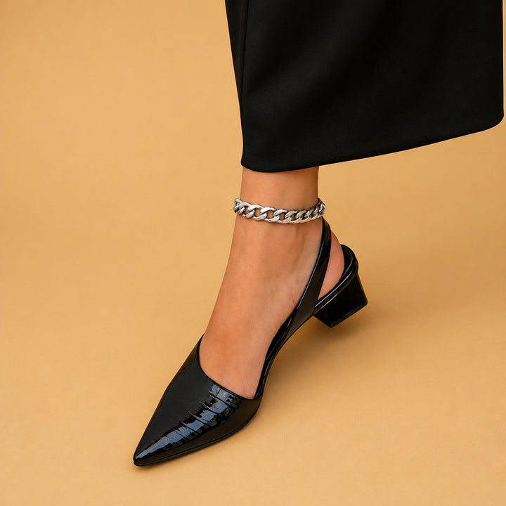 Patrícia | Sapatos Slingback Bico Fino Mulher Salto Baixo