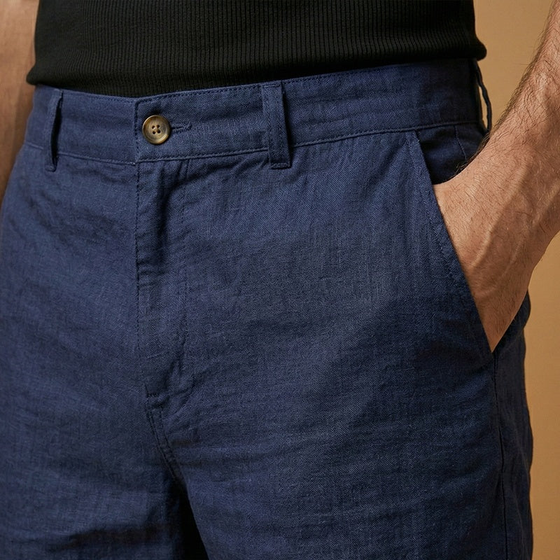 Pedro | Calções de Linho Homem Cintura Média