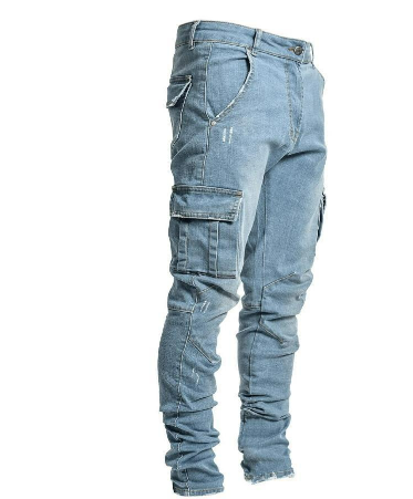 Pedro | Jeans Cargo Slim Homem Bolsos Laterais