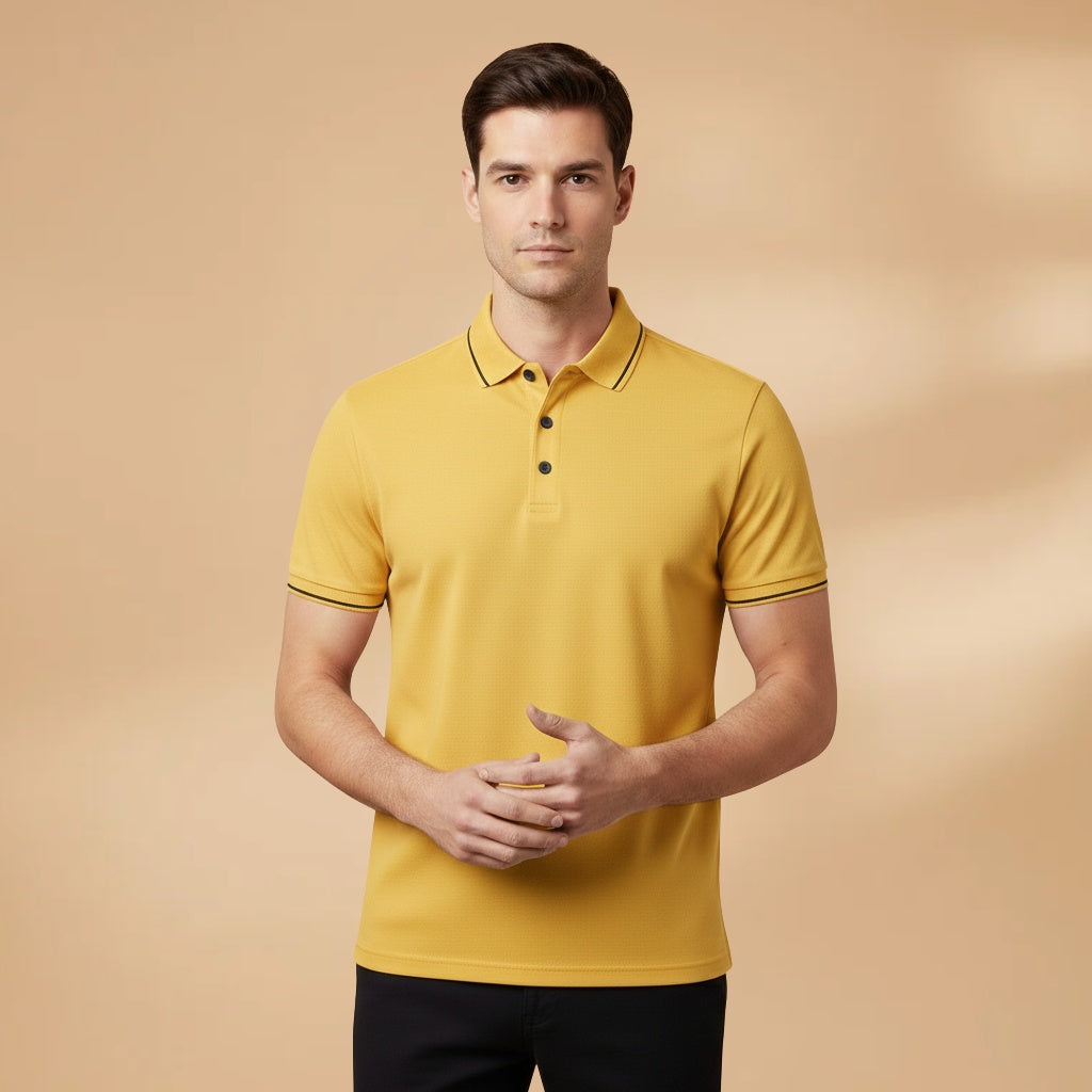 Polo Homem Manga Curta Detalhes Contrastantes