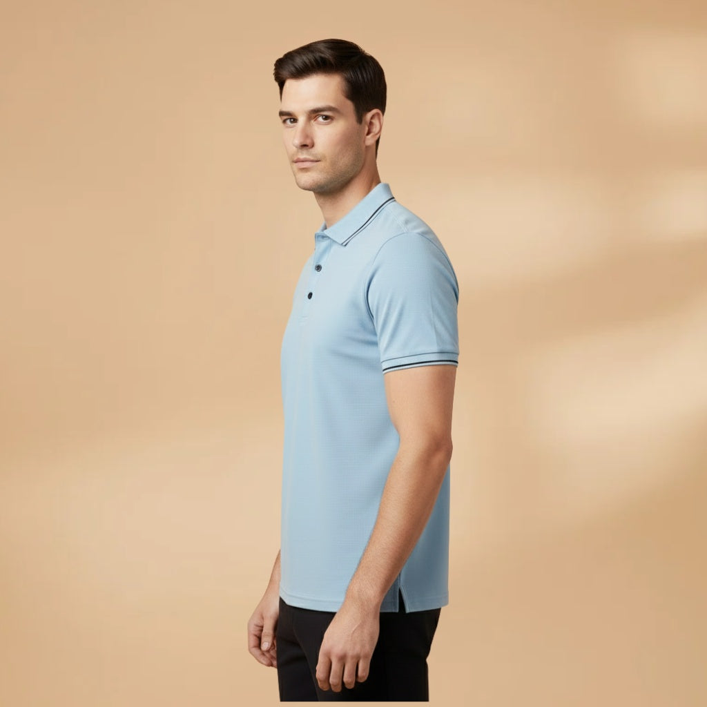Polo Homem Manga Curta Detalhes Contrastantes