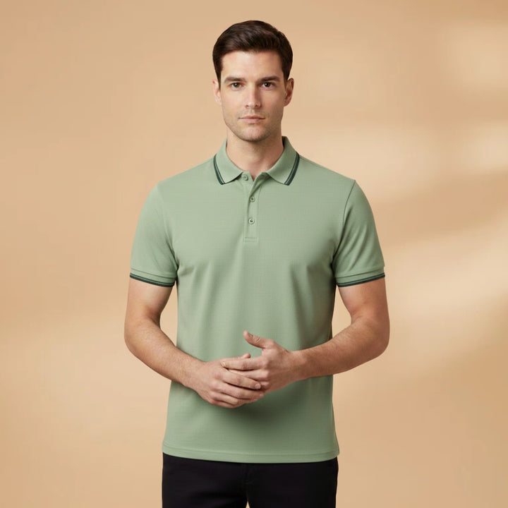 Polo Homem Manga Curta Detalhes Contrastantes