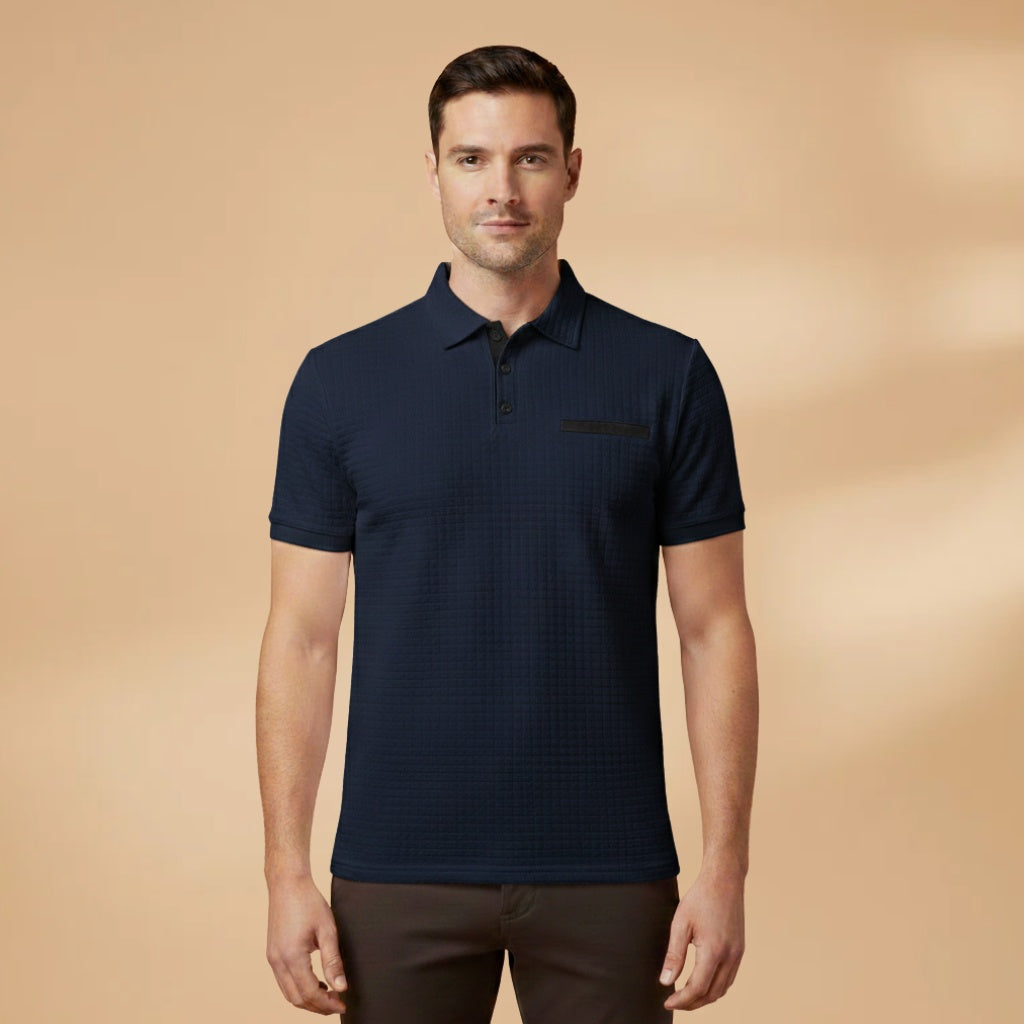 Polo Texturizado Manga Curta Homem Bolso