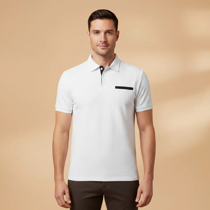 Polo Texturizado Manga Curta Homem Bolso