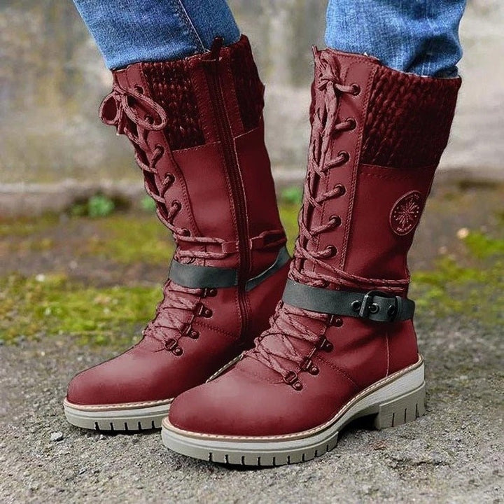 Raquel | Botas Cano Alto Mulher Atacadores Punho Tricotado
