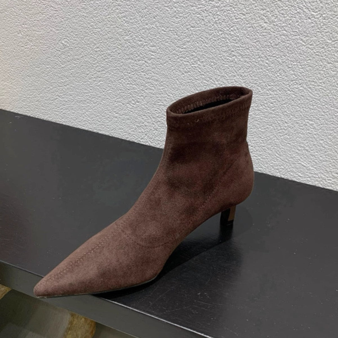 Raquel | Botins de Camurça Stilettos Mulher Bico Fino
