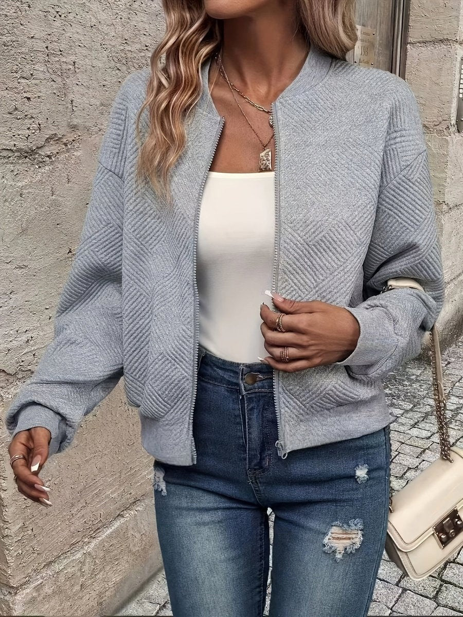 Raquel | Casaco Bomber Mulher Tecido Estruturado Fecho Zip