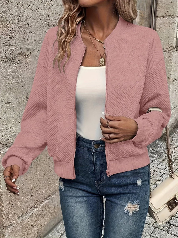 Raquel | Casaco Bomber Mulher Tecido Estruturado Fecho Zip