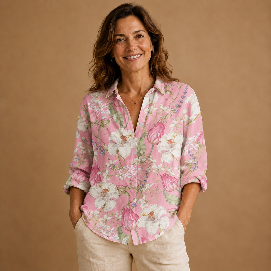 Rita | Blusa Patchwork Estampada Mulher Botões