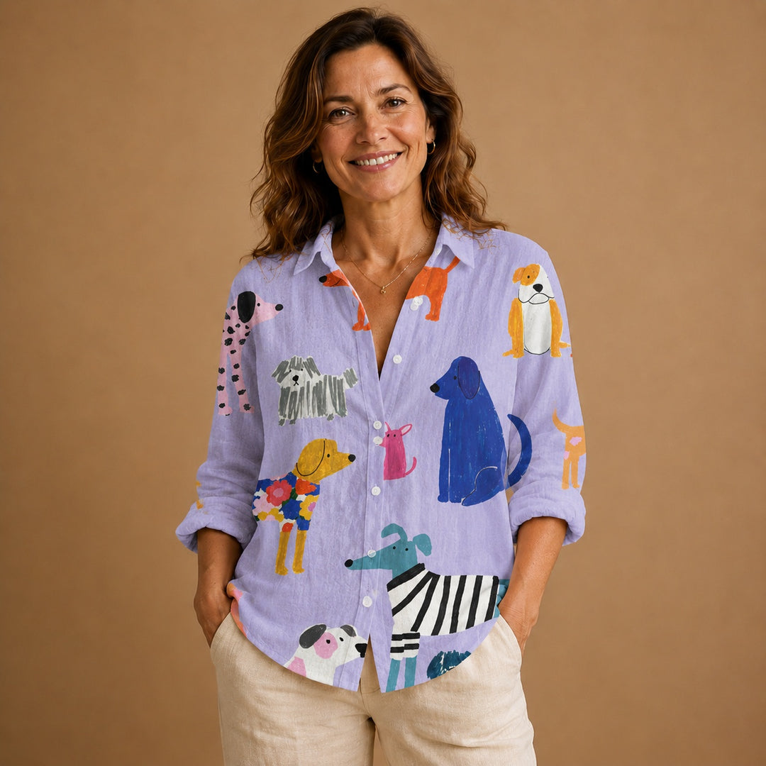 Rita | Blusa Patchwork Estampada Mulher Botões