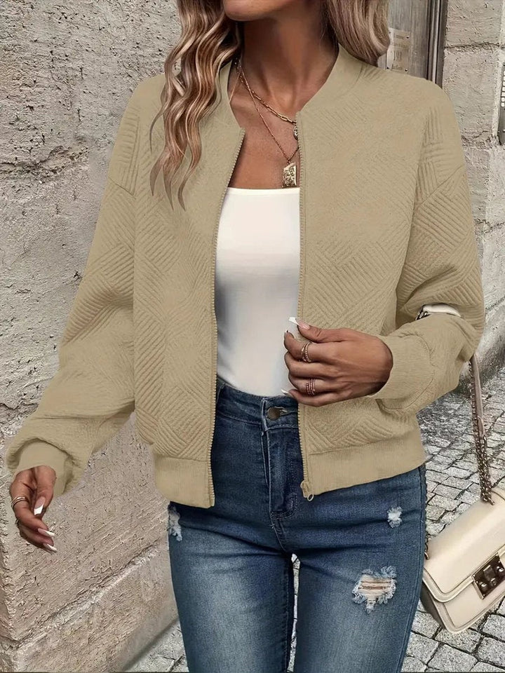 Rita | Bomber Jacket de Malha Estruturada Mulher Fecho Zip