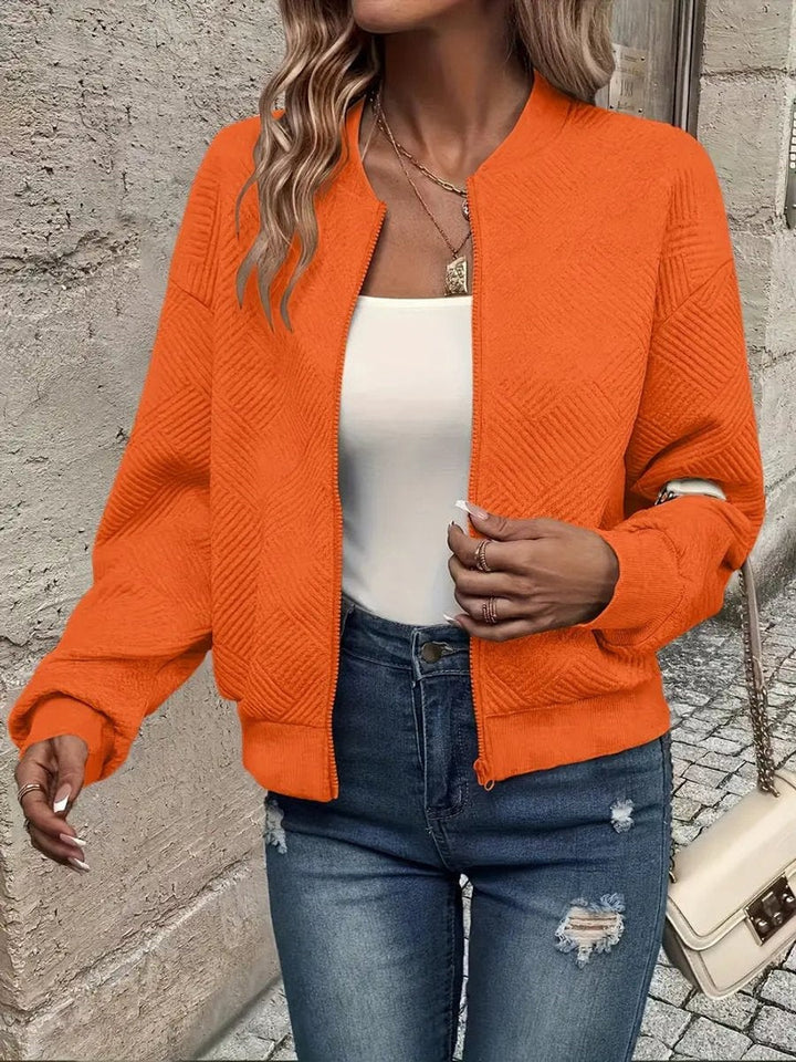 Rita | Bomber Jacket de Malha Estruturada Mulher Fecho Zip