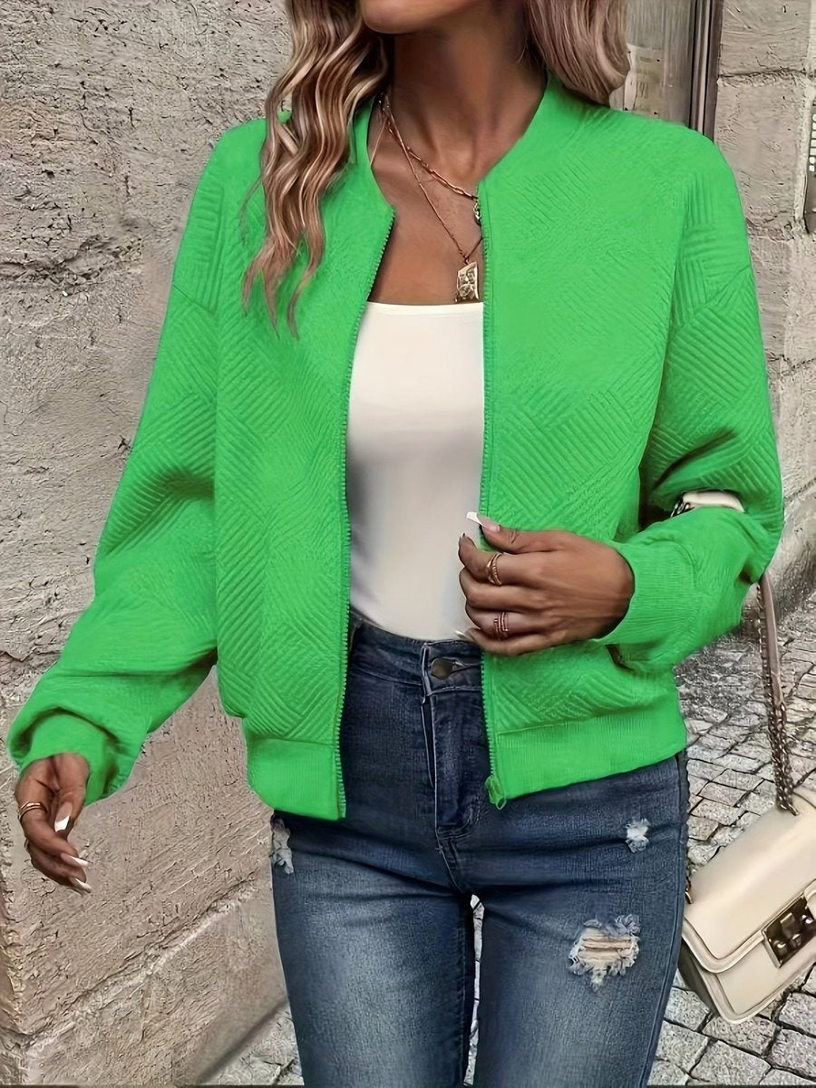 Rita | Bomber Jacket de Malha Estruturada Mulher Fecho Zip