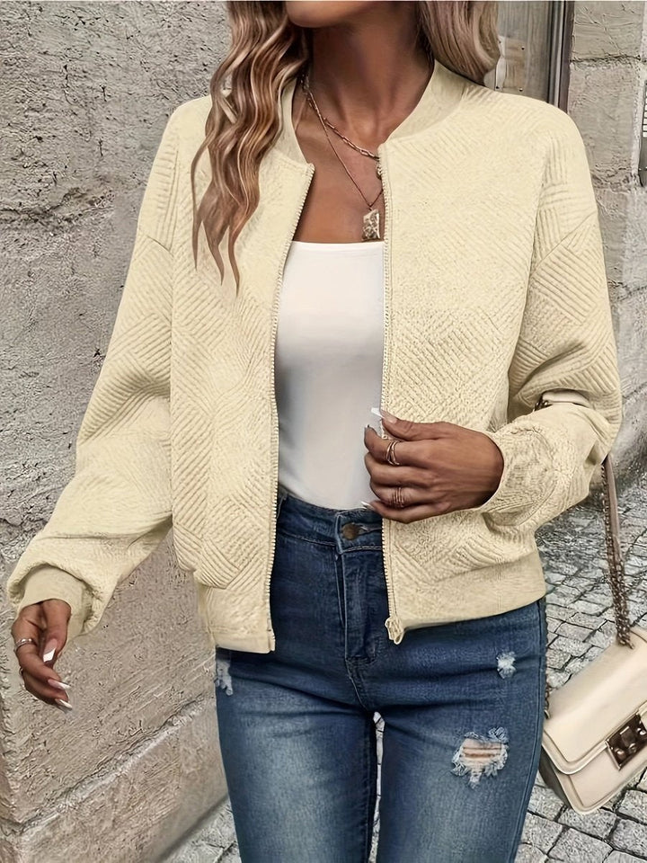 Rita | Bomber Jacket de Malha Estruturada Mulher Fecho Zip