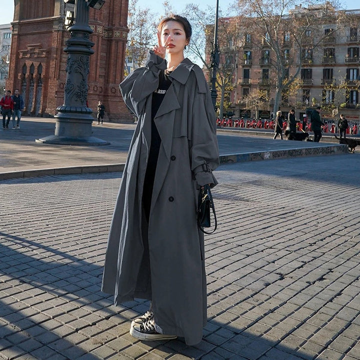 Rita | Gabardina Comprida Oversize Mulher Dupla Frente com Cinto