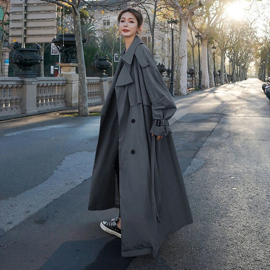Rita | Gabardina Comprida Oversize Mulher Dupla Frente com Cinto