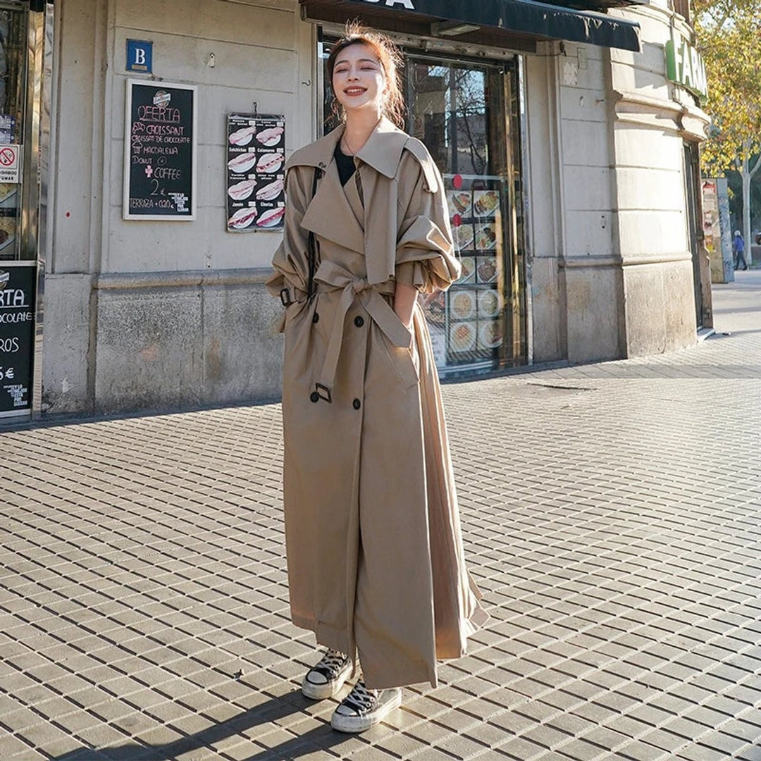 Rita | Gabardina Comprida Oversize Mulher Dupla Frente com Cinto