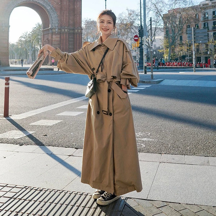 Rita | Gabardina Comprida Oversize Mulher Dupla Frente com Cinto