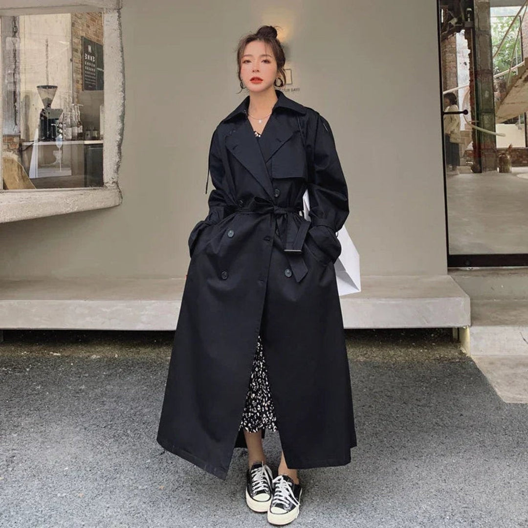 Rita | Gabardina Comprida Oversize Mulher Dupla Frente com Cinto