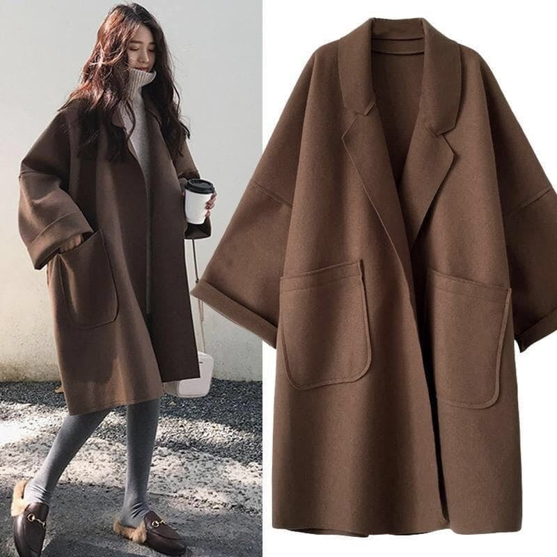 Rita | Trench Coat de Lã Oversized Mulher Gola Lapela
