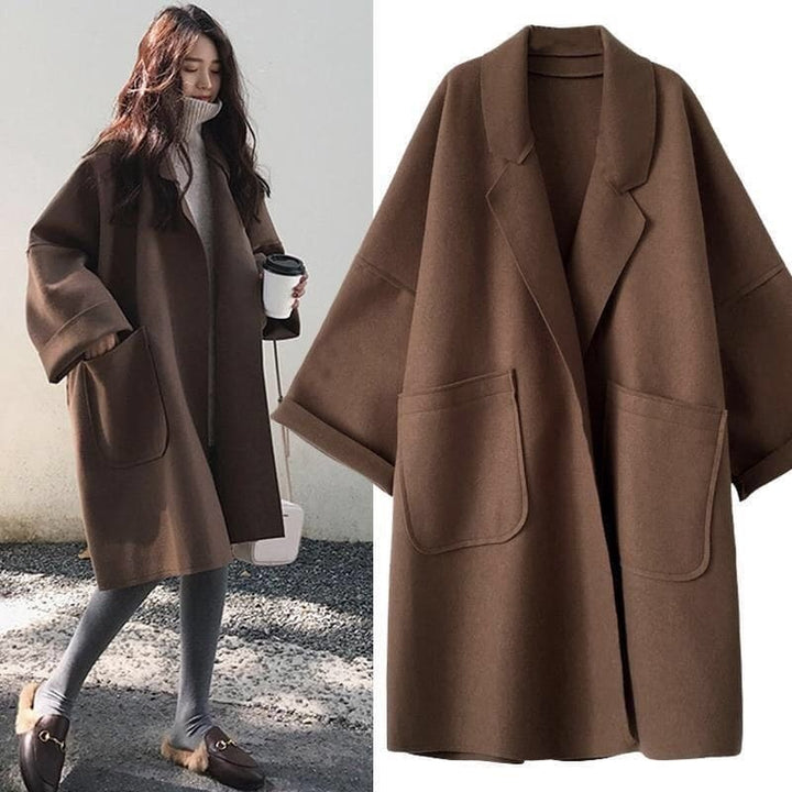 Rita | Trench Coat de Lã Oversized Mulher Gola Lapela