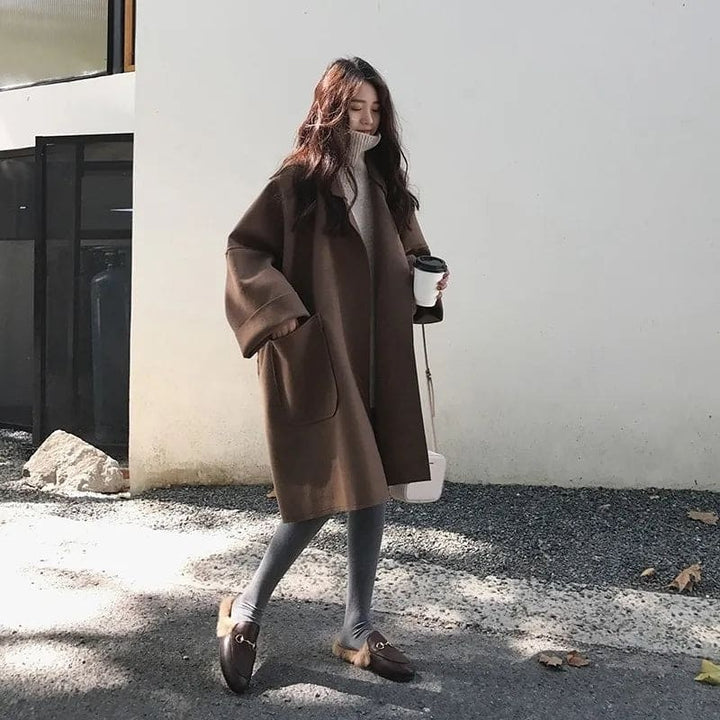 Rita | Trench Coat de Lã Oversized Mulher Gola Lapela