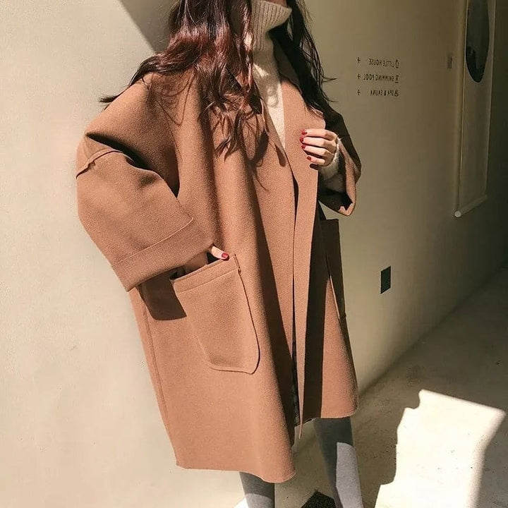 Rita | Trench Coat de Lã Oversized Mulher Gola Lapela