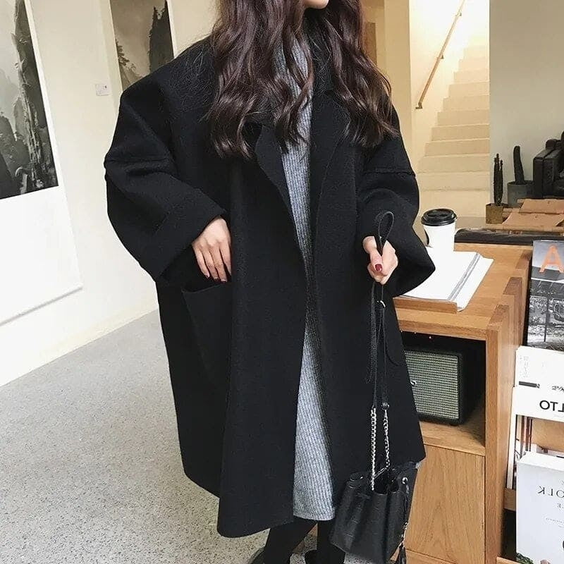 Rita | Trench Coat de Lã Oversized Mulher Gola Lapela