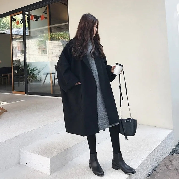 Rita | Trench Coat de Lã Oversized Mulher Gola Lapela