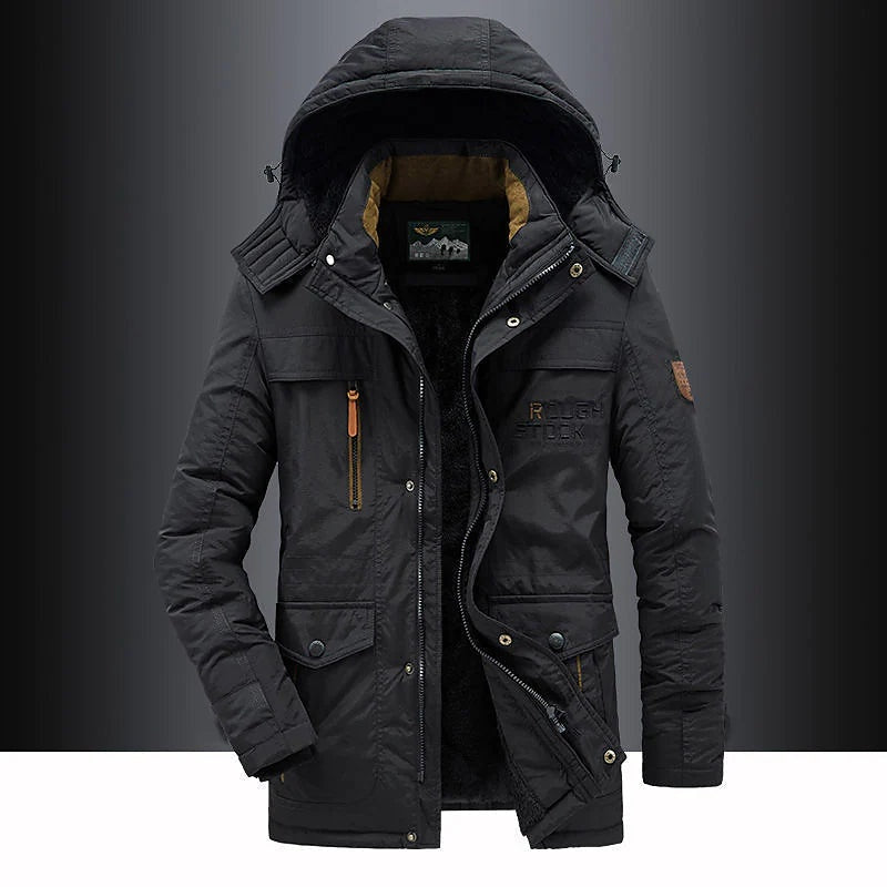 Rodrigo | Parka Homem com Capuz Forrada Fleece Bolsos Múltiplos