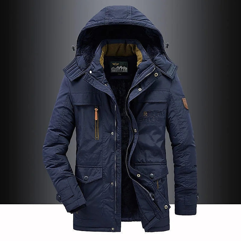 Rodrigo | Parka Homem com Capuz Forrada Fleece Bolsos Múltiplos