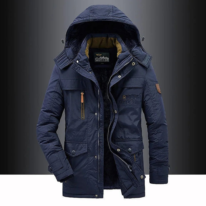 Rodrigo | Parka Homem com Capuz Forrada Fleece Bolsos Múltiplos