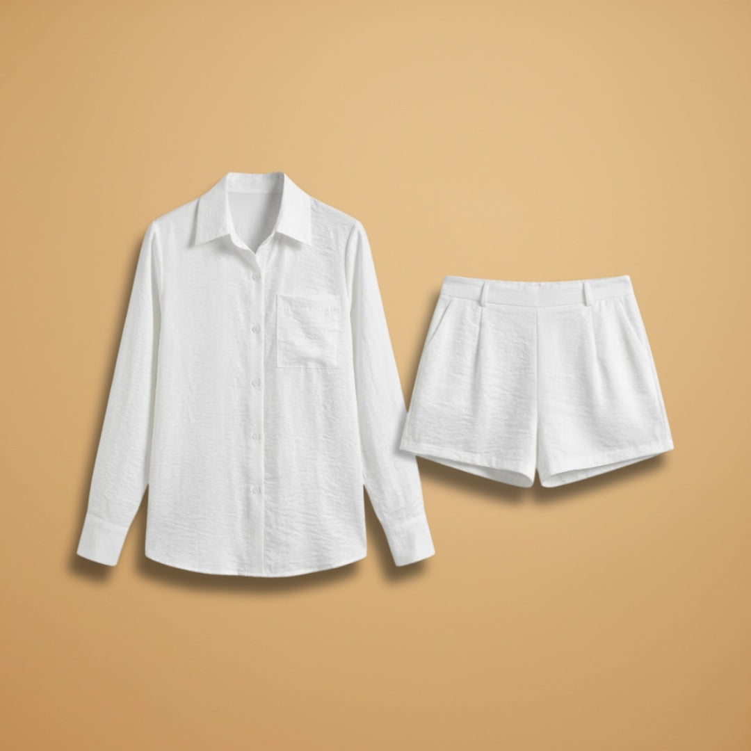 Rosa | Conjunto Blazer e Calções Mulher Botões