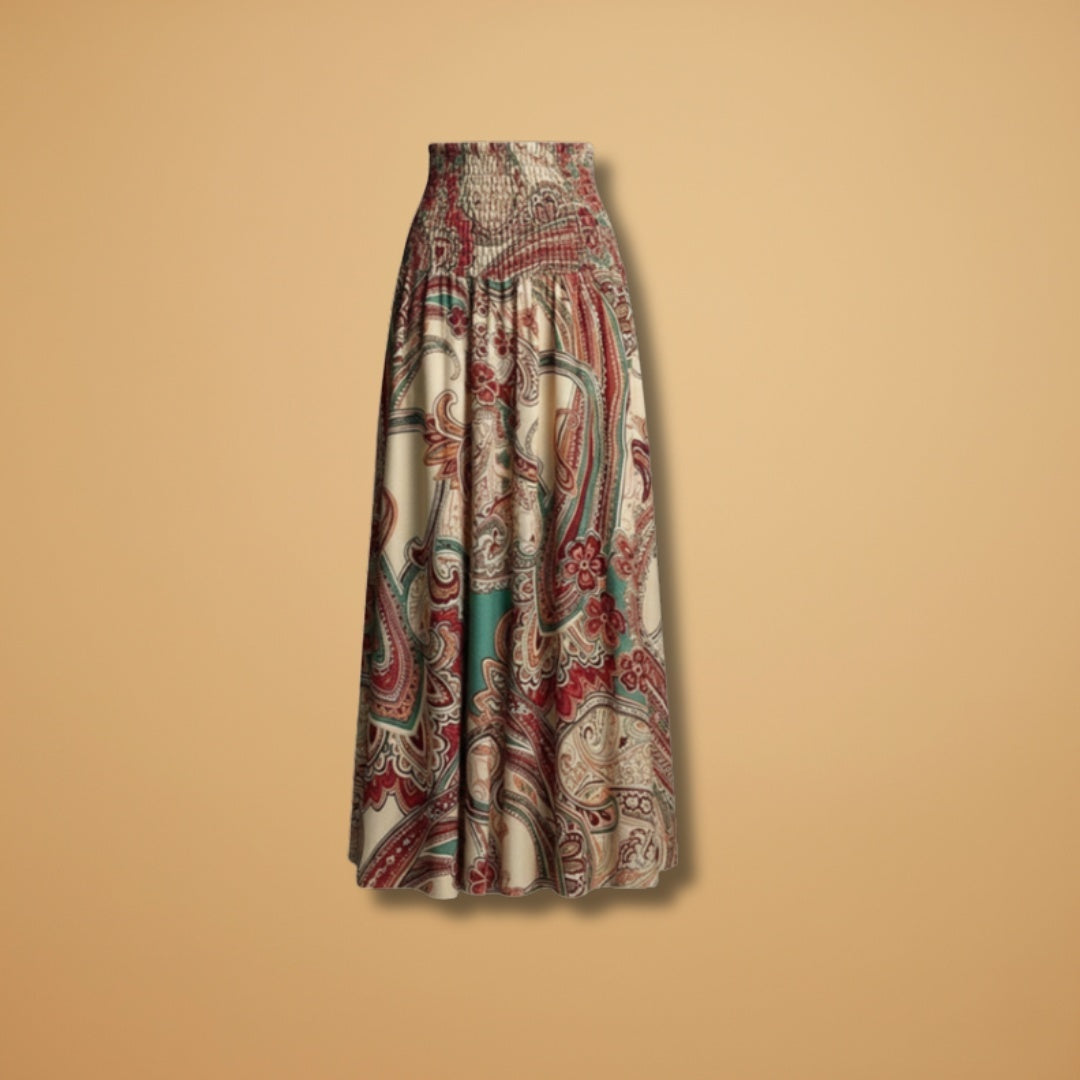 Inês | Saia Comprida Estampada Mulher Cintura Elástica