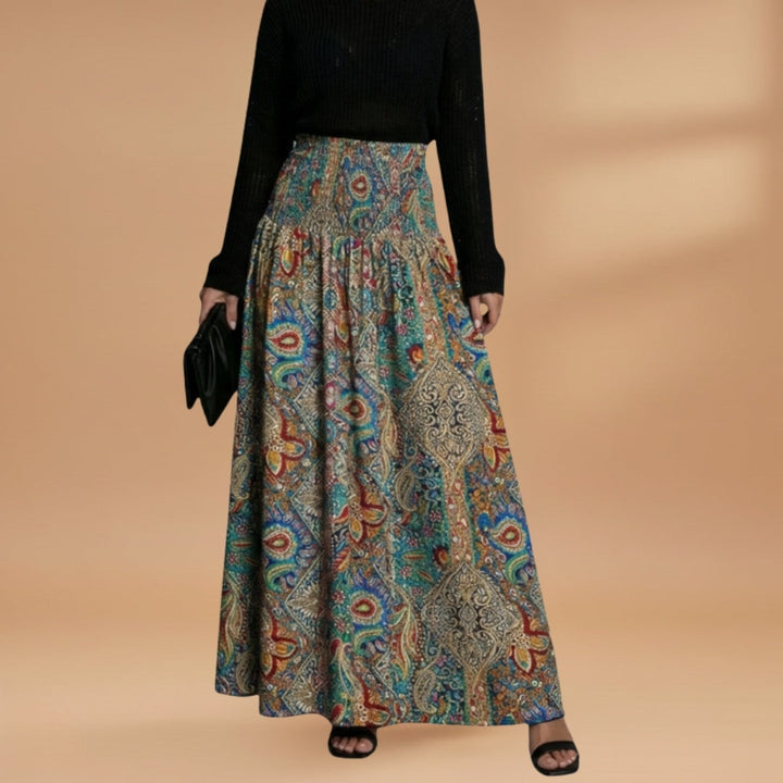 Inês | Saia Comprida Estampada Mulher Cintura Elástica
