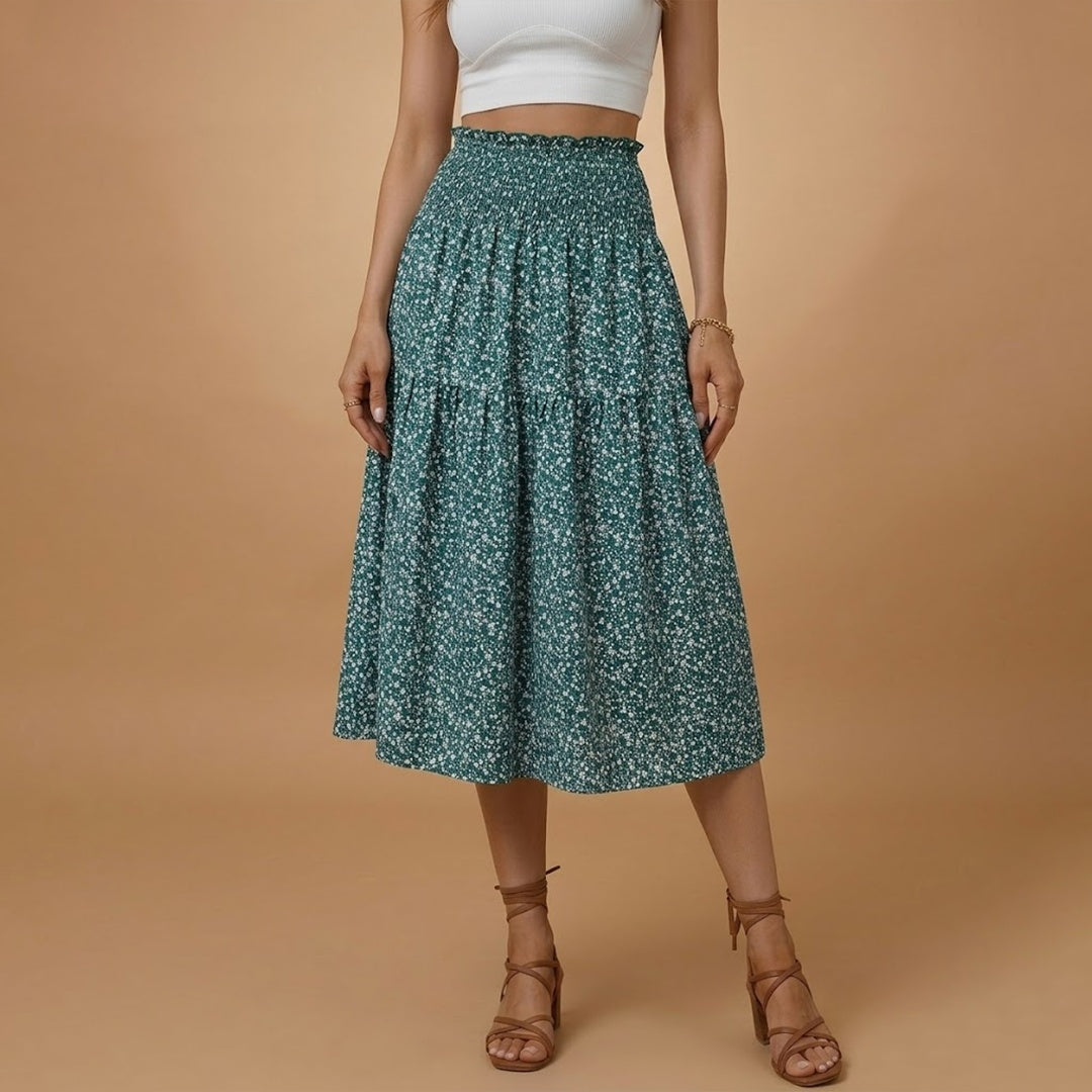 Madalena | Saia Comprida Estampada Mulher Cintura Elástica