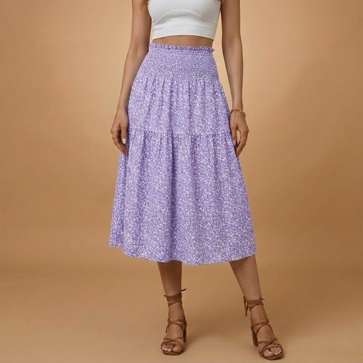 Madalena | Saia Comprida Estampada Mulher Cintura Elástica