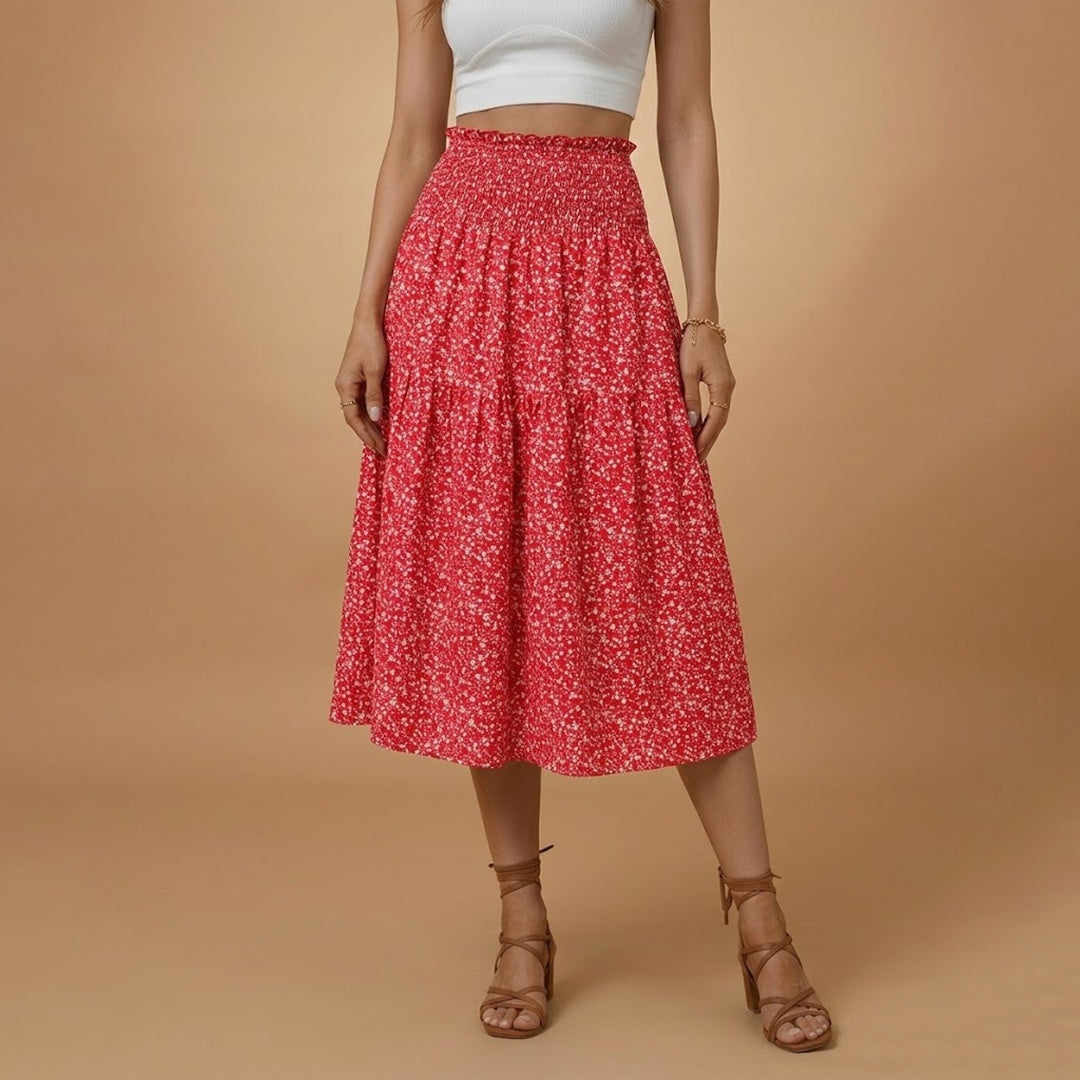 Madalena | Saia Comprida Estampada Mulher Cintura Elástica