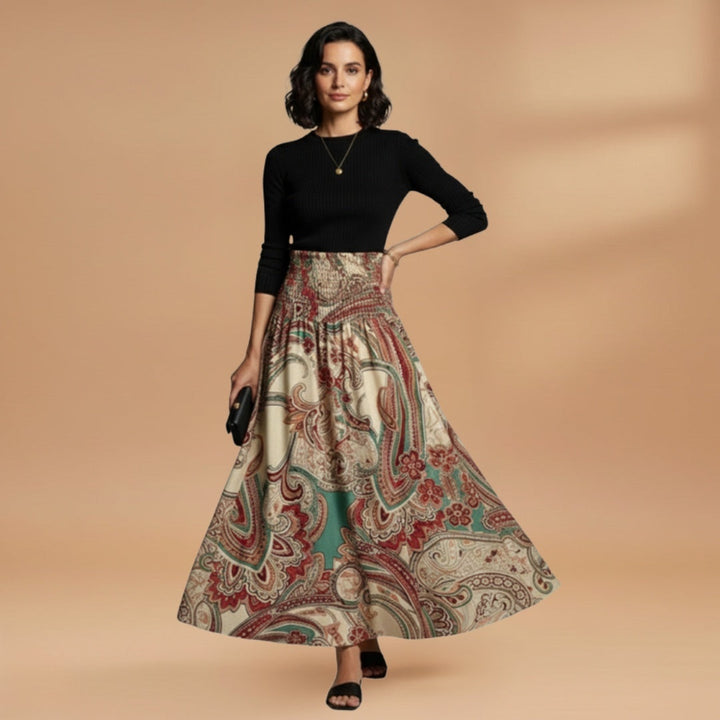 Inês | Saia Comprida Estampada Mulher Cintura Elástica