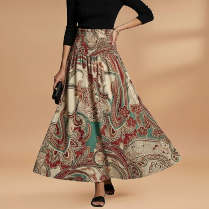 Inês | Saia Comprida Estampada Mulher Cintura Elástica