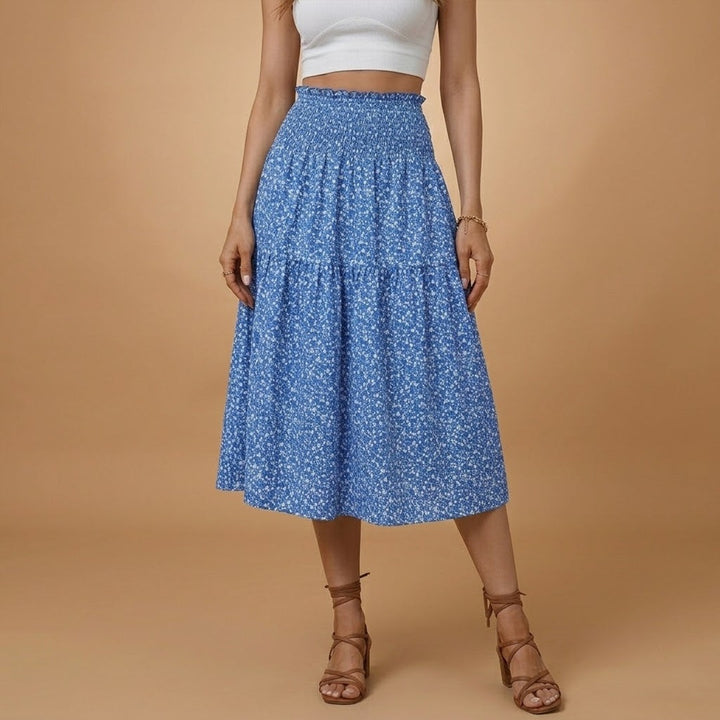 Madalena | Saia Comprida Estampada Mulher Cintura Elástica