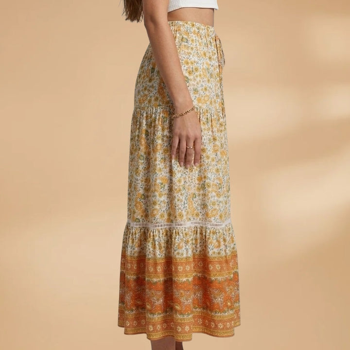 Rita | Saia Comprida Estampada Mulher Cintura Elástica
